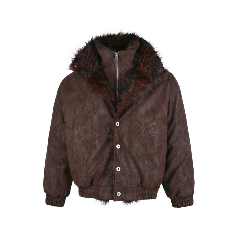 Faux Fur-Lined Corduroy Bomber Jacket | Omirad by SEAKOFF