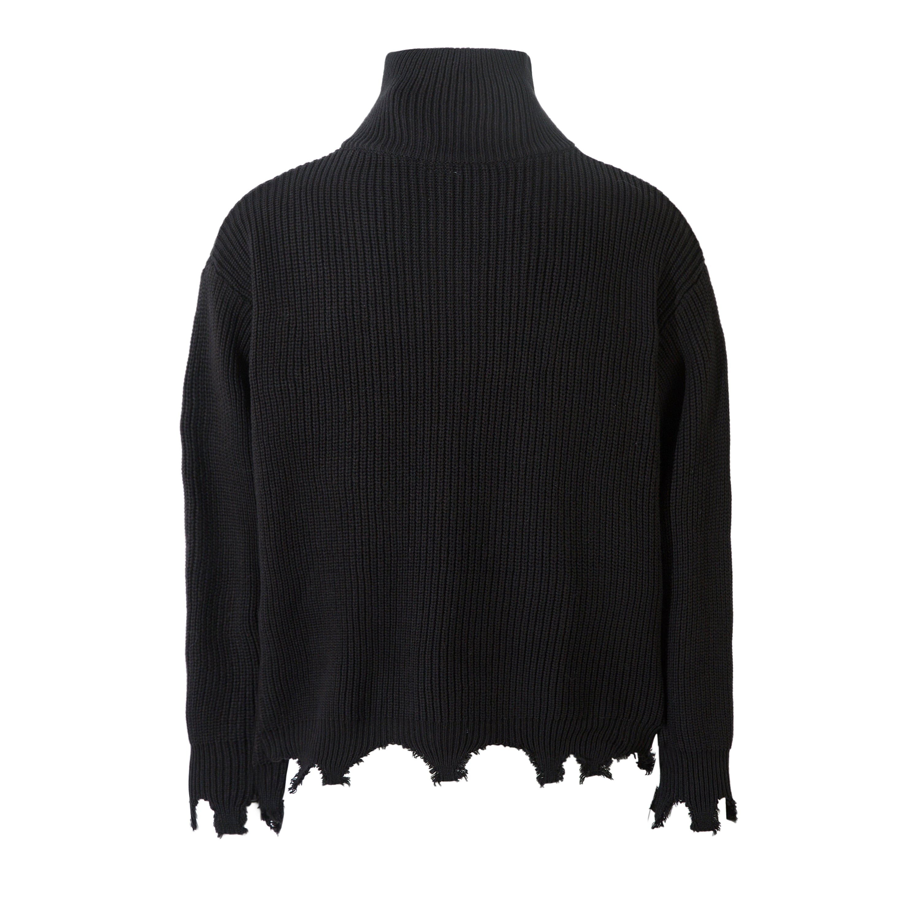 Distressed Zip-Up Knit Cardigan | Raw Hem Oversized Sweater