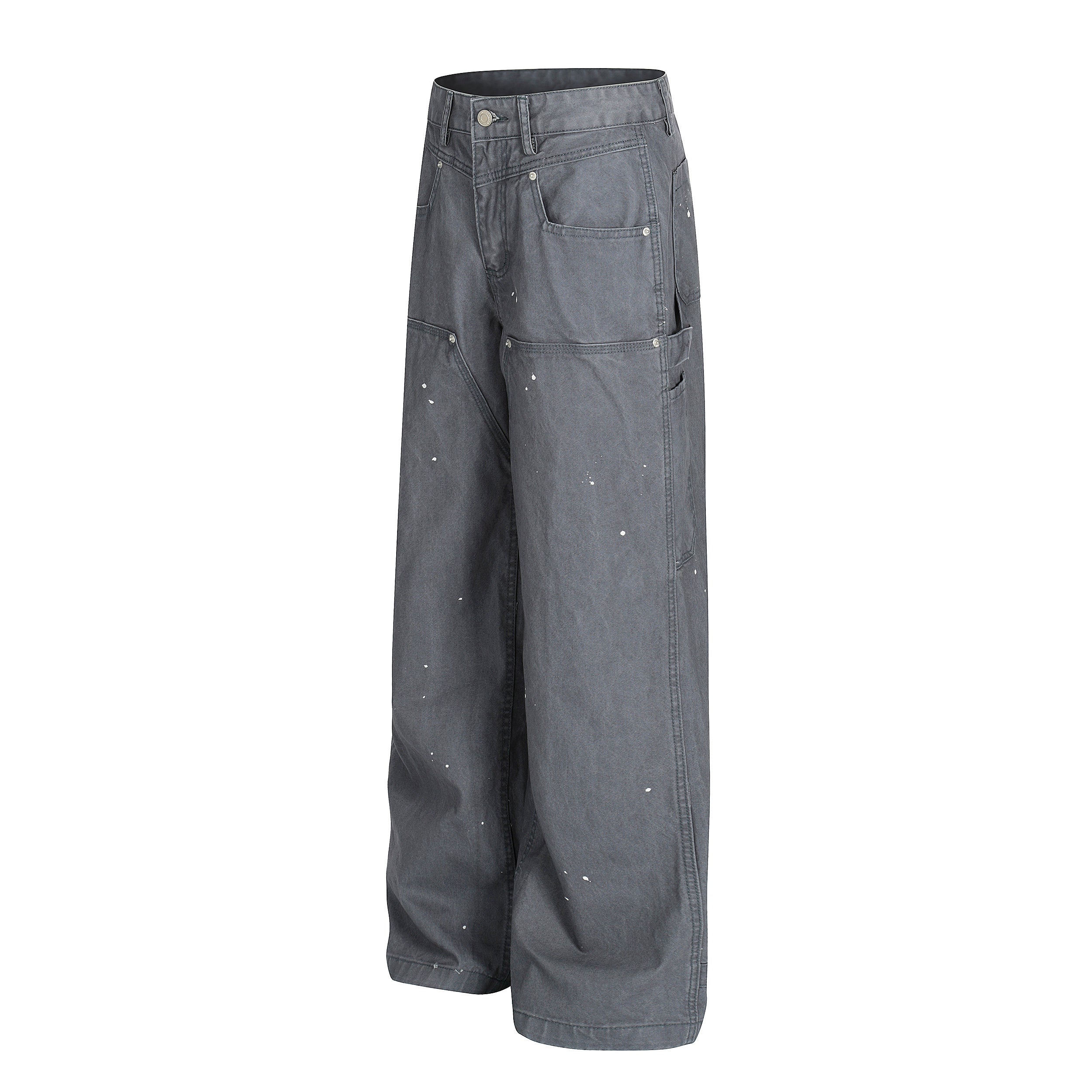 Paint-Splatter Utility Wide-Leg Jeans | Workwear Street Style