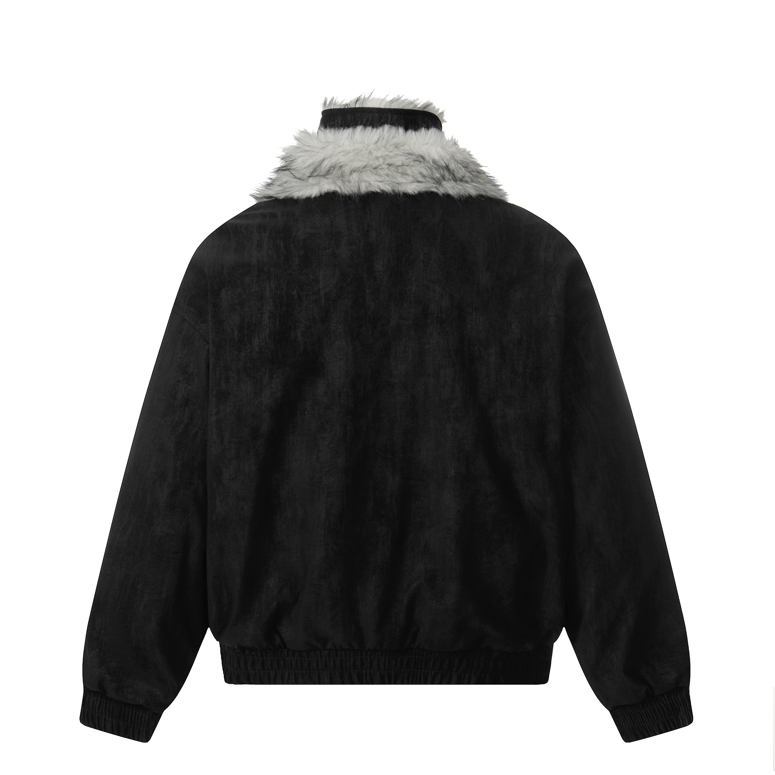 Faux Fur Trim High-Neck Bomber Jacket | Streetwear