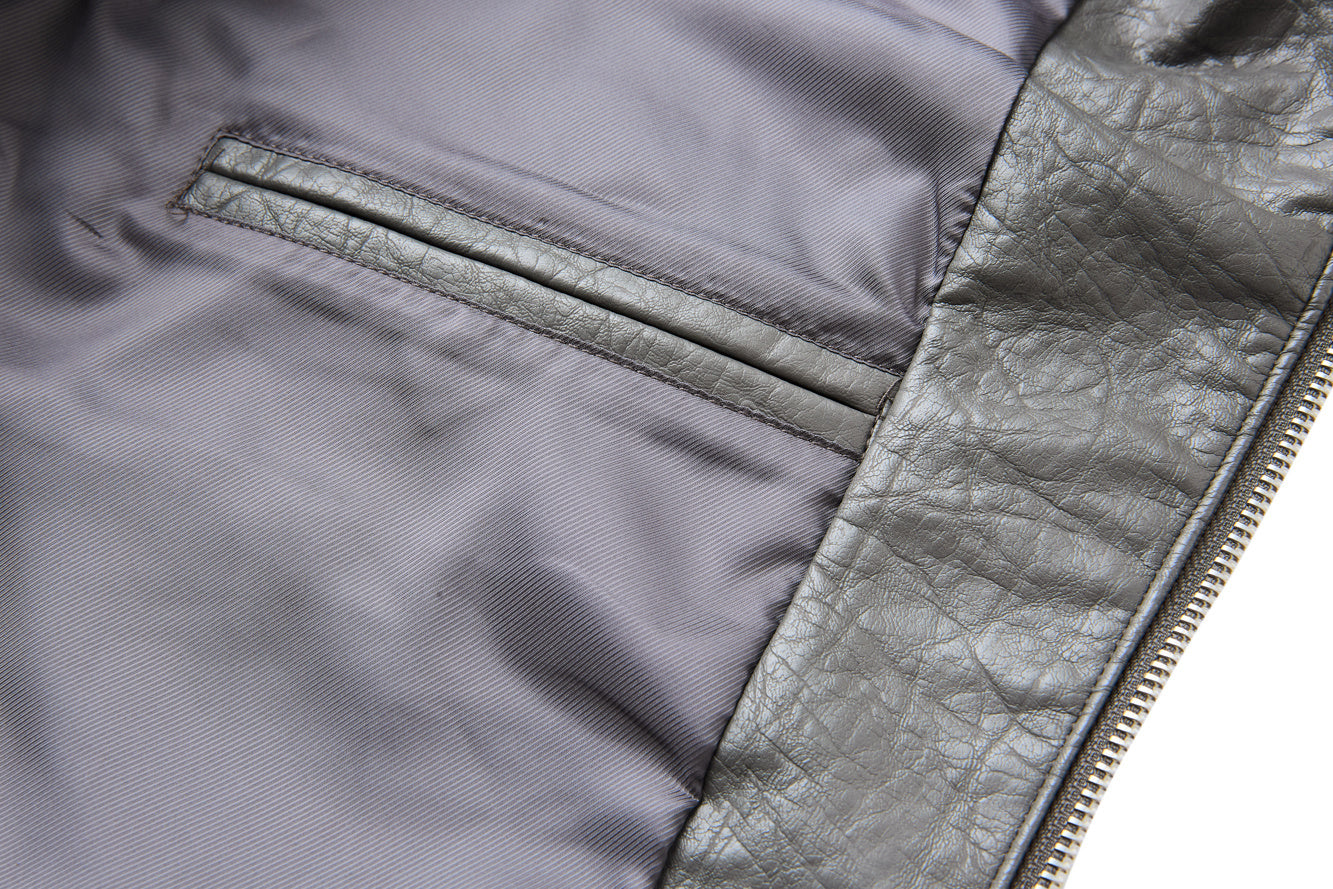 Men's Utility PU Leather Bomber Jacket | Oversized Fit