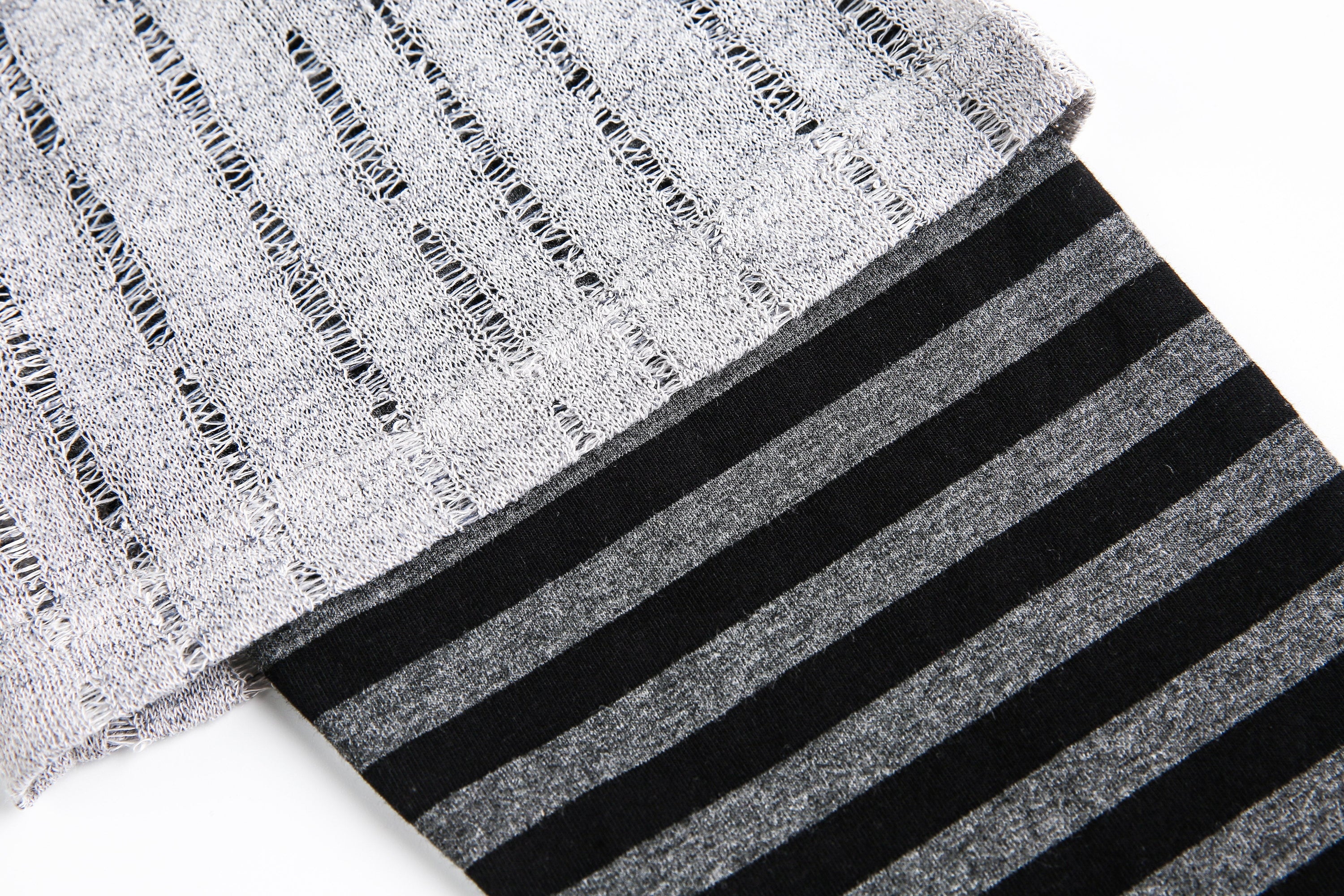 Omirad Layered Grunge Graphic Sweater | Striped Sleeve Top