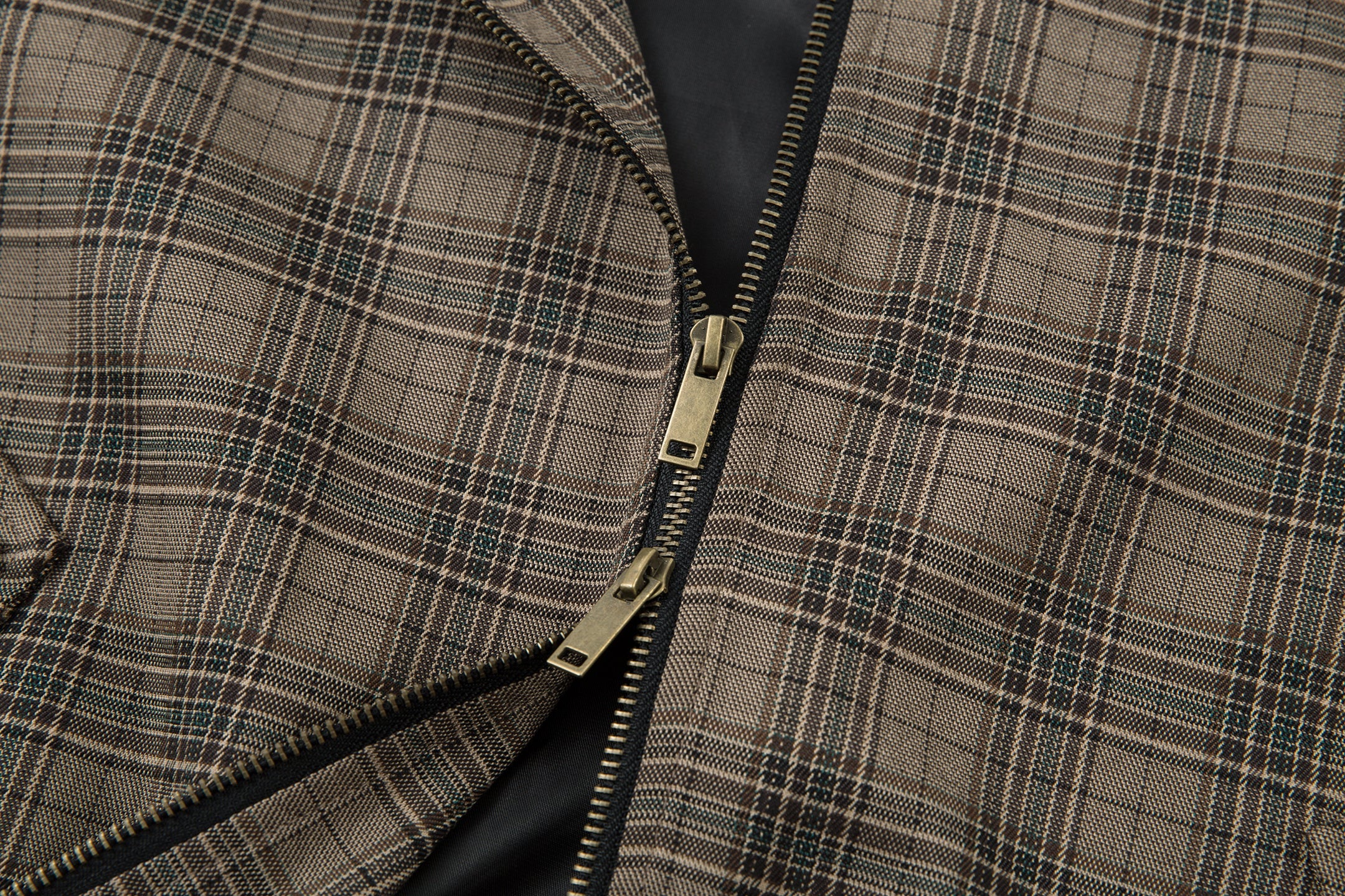 Vintage Plaid Stand-Collar Zip Jacket | Retro Check Pattern
