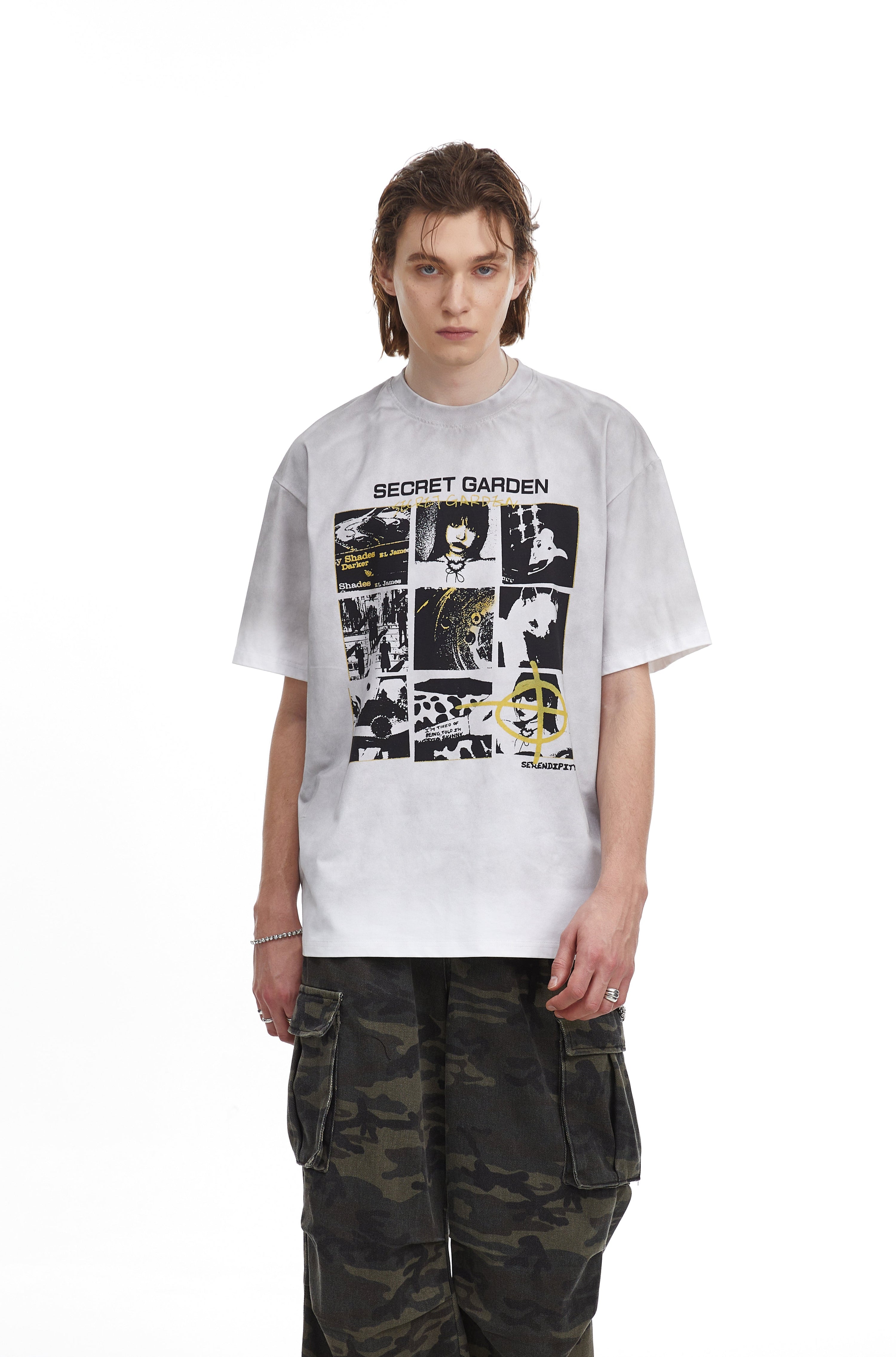 Secret Garden Graphic Panel Oversized T-Shirt | Streetwear Tee