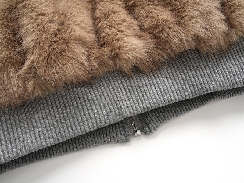 Faux Fur Hooded Bomber Jacket | Streetwear Cropped Zip-Up