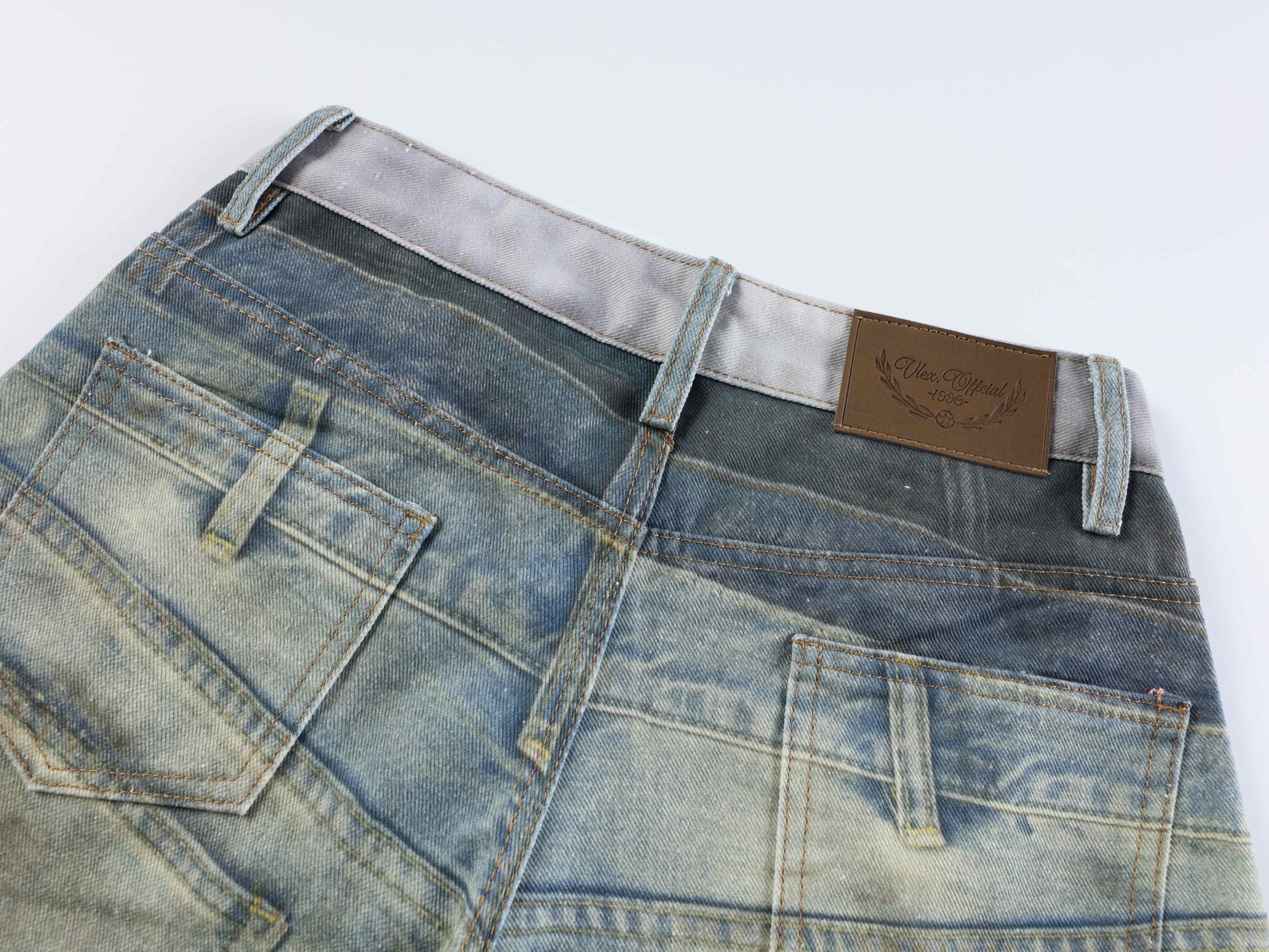 Omirad Layered Fade Distressed Balloon Jeans | Wide Leg Denim