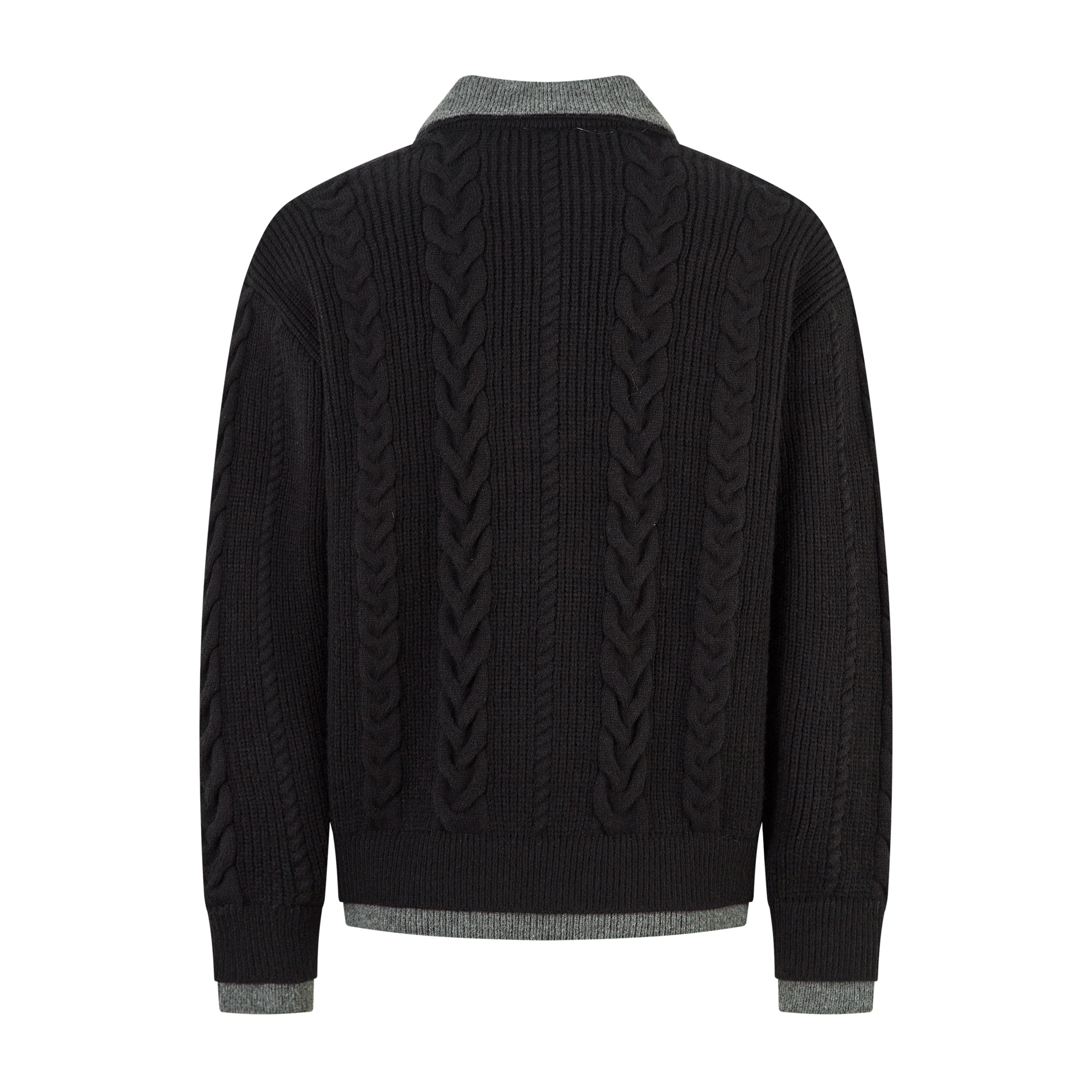 Omirad Vintage Cable Knit Polo Sweater | Contrast Collar
