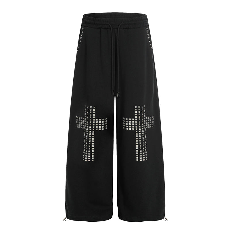 Omirad Studded Cross Wide-Leg Sweatpants | Black