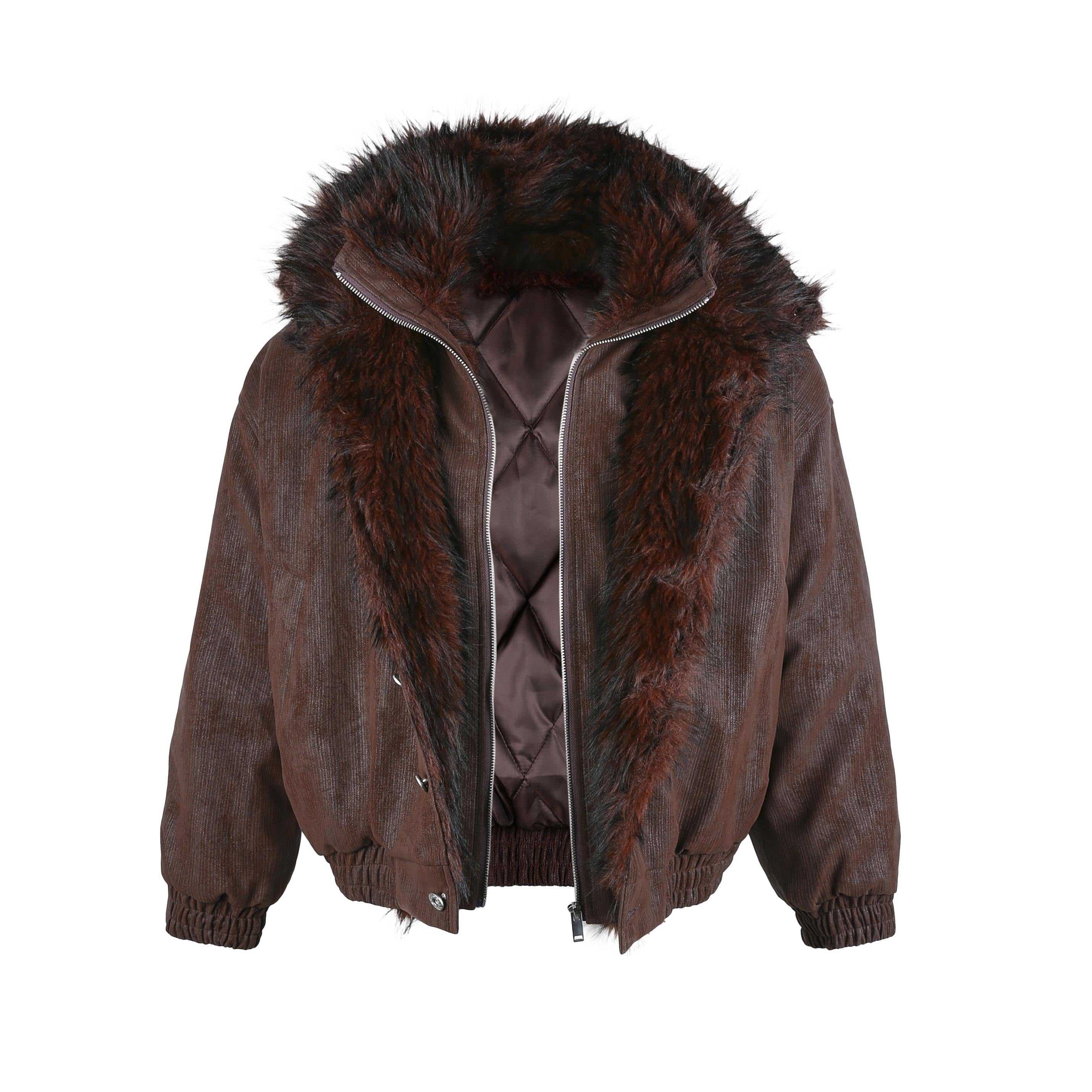 Faux Fur-Lined Corduroy Bomber Jacket | Omirad by SEAKOFF