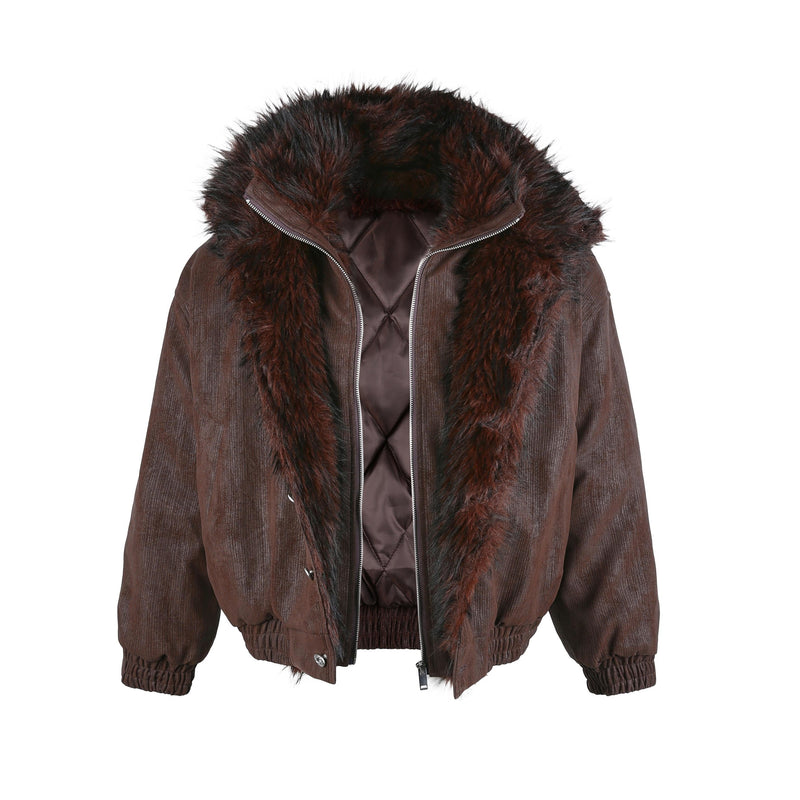 Faux Fur-Lined Corduroy Bomber Jacket | Omirad by SEAKOFF