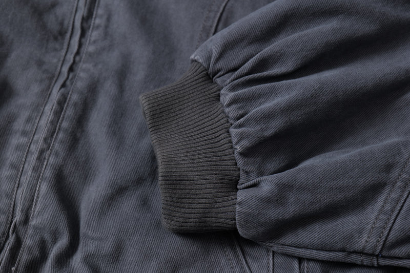 Washed Curved-Panel Bomber Jacket | Relaxed Fit Cotton