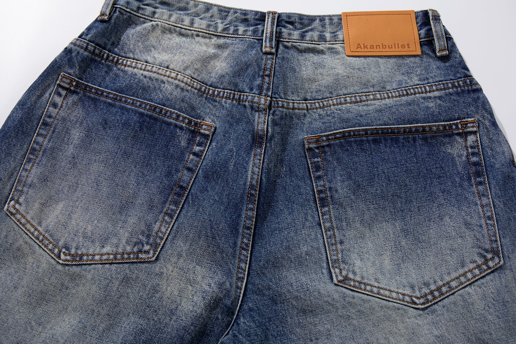 Heavy Distress Fade Wide-Leg Jeans | Vintage Blue Denim