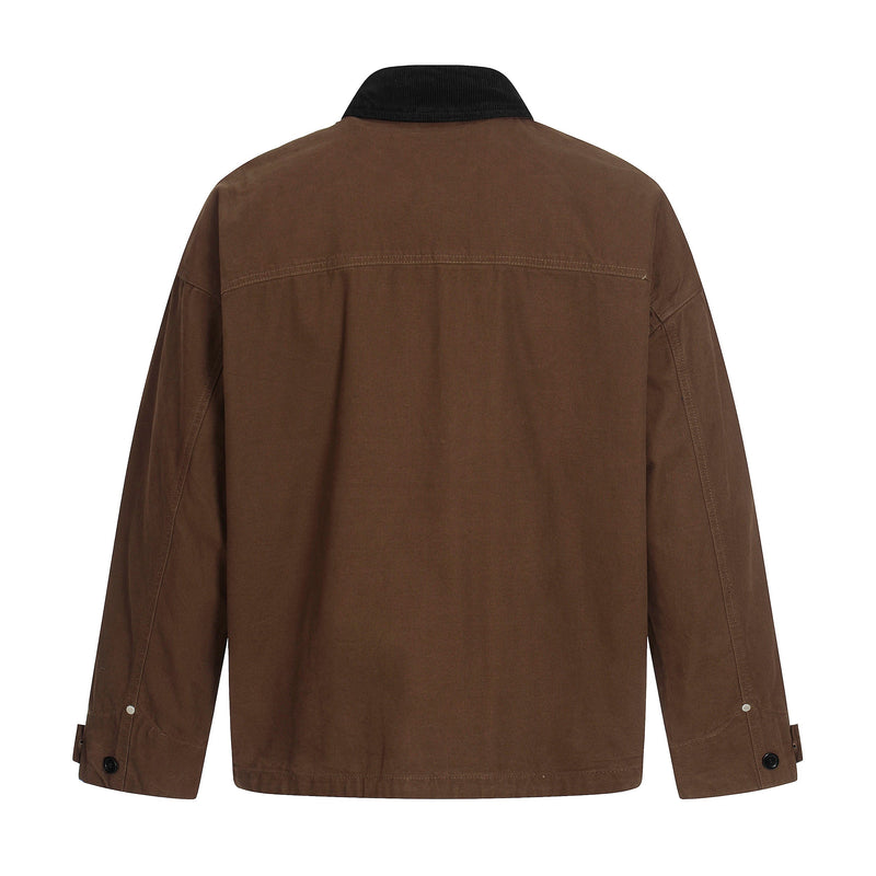 Metal Toggle Cotton Work Jacket | Utility Streetwear