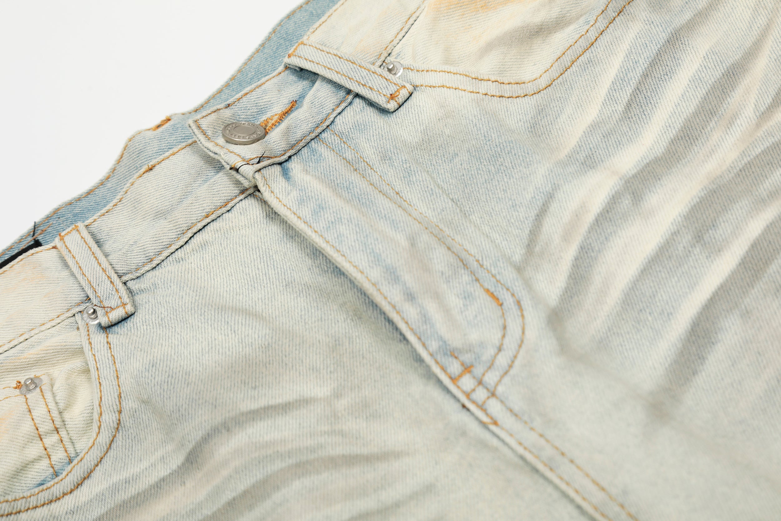 Omirad Cream Distressed Wide-Leg Jeans | Heavy Ripped Denim