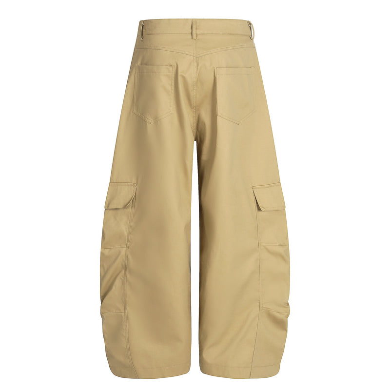 Omirad Curved Seam Cargo Pants – Khaki Wide Leg
