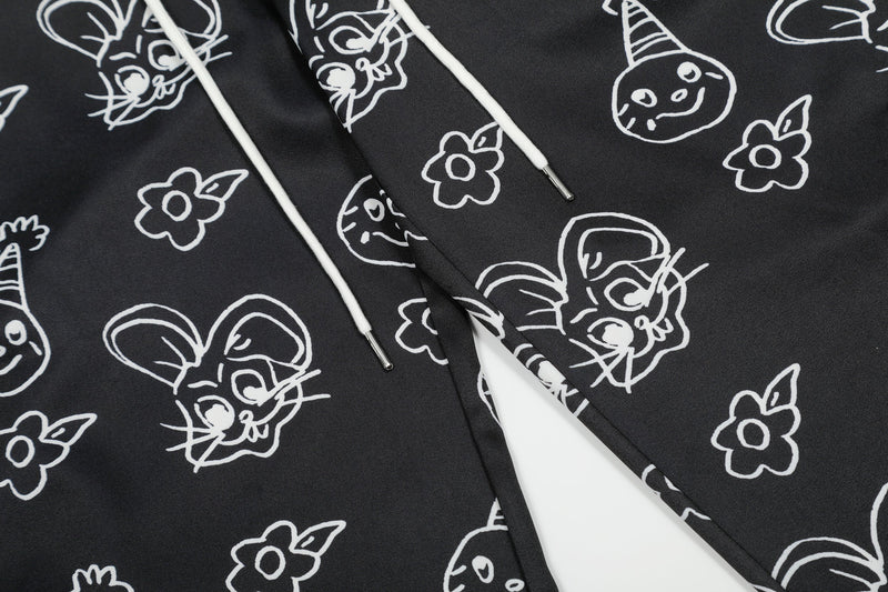 Cartoon Graphic Wide-Leg Cargo Pants | Streetwear