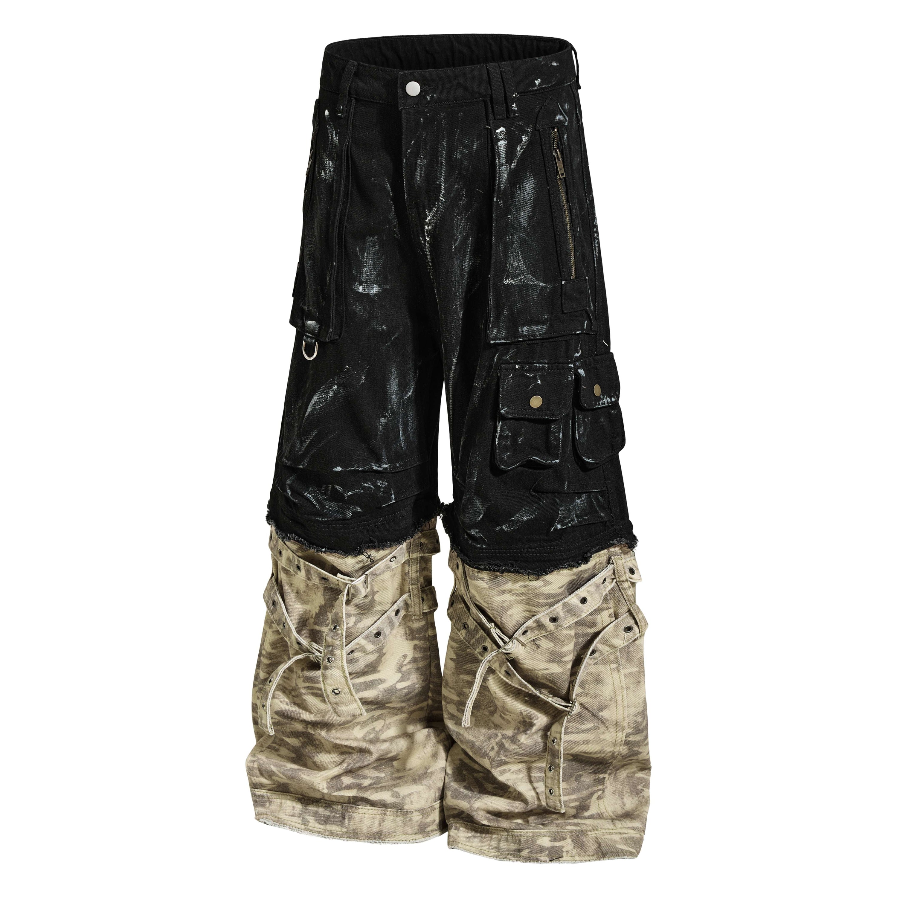 Omirad Washed Utility Cargo Denim Pants | Layered Streetwear