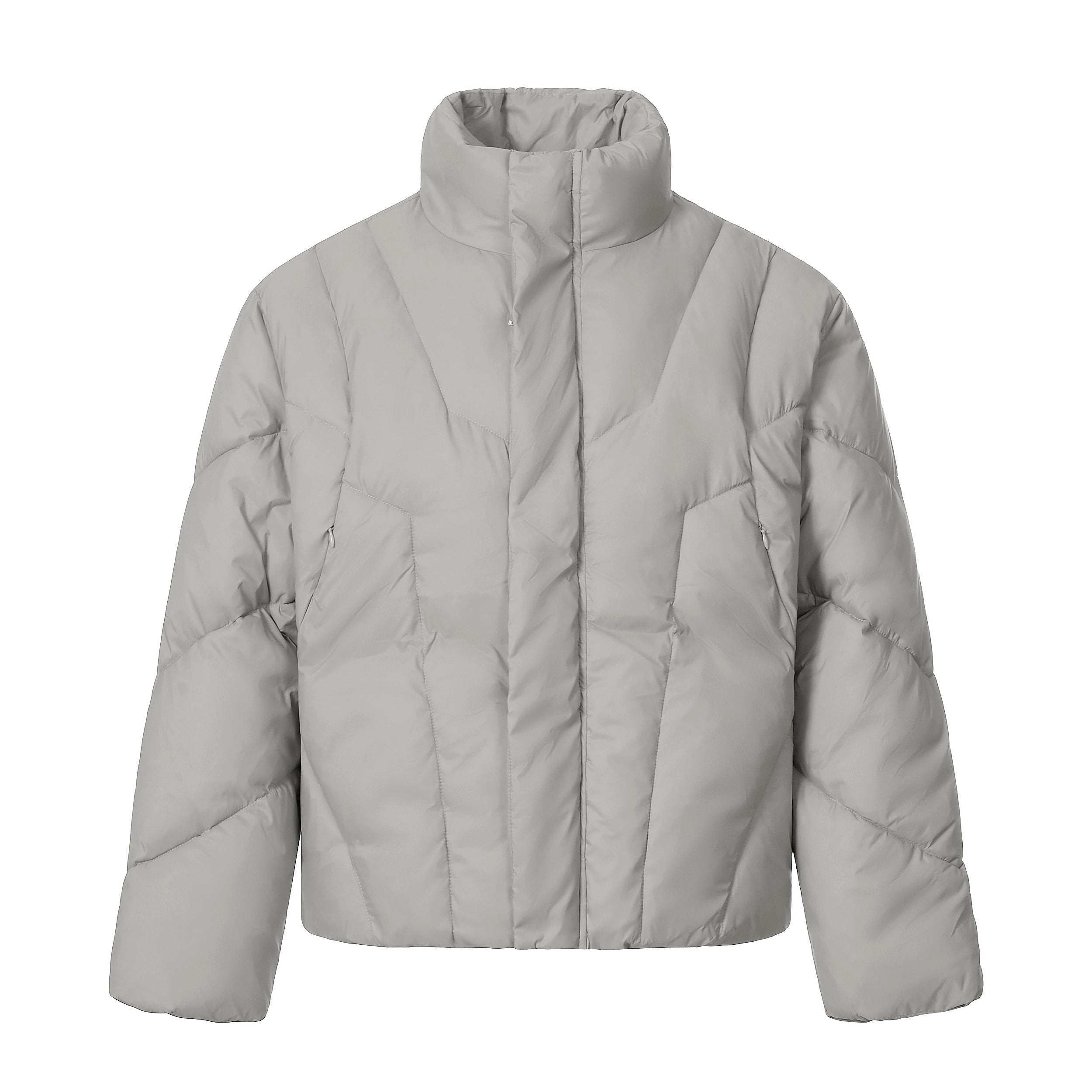 Omirad High-Neck Cropped Puffer Jacket | Grey & Black