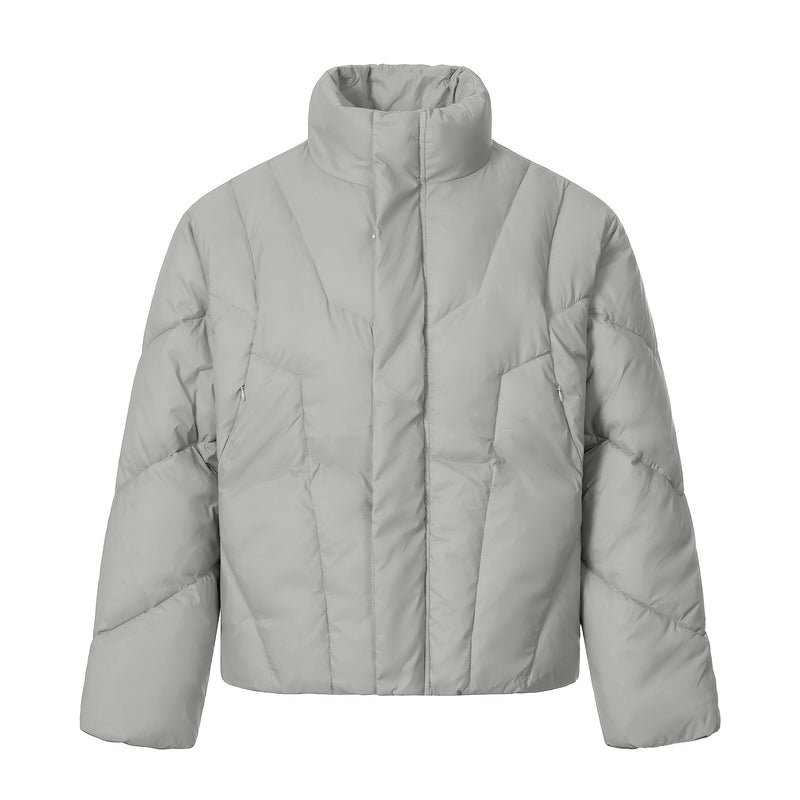 Omirad High-Neck Cropped Puffer Jacket | Grey & Black