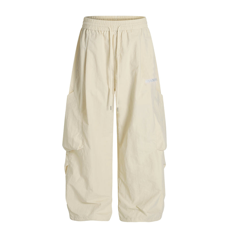 Nylon Utility Cargo Wide-Leg Pants | Pastel Streetwear