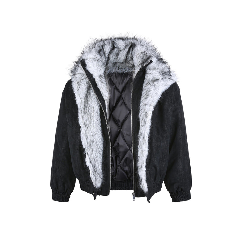 Faux Fur-Lined Corduroy Bomber Jacket | Omirad by SEAKOFF