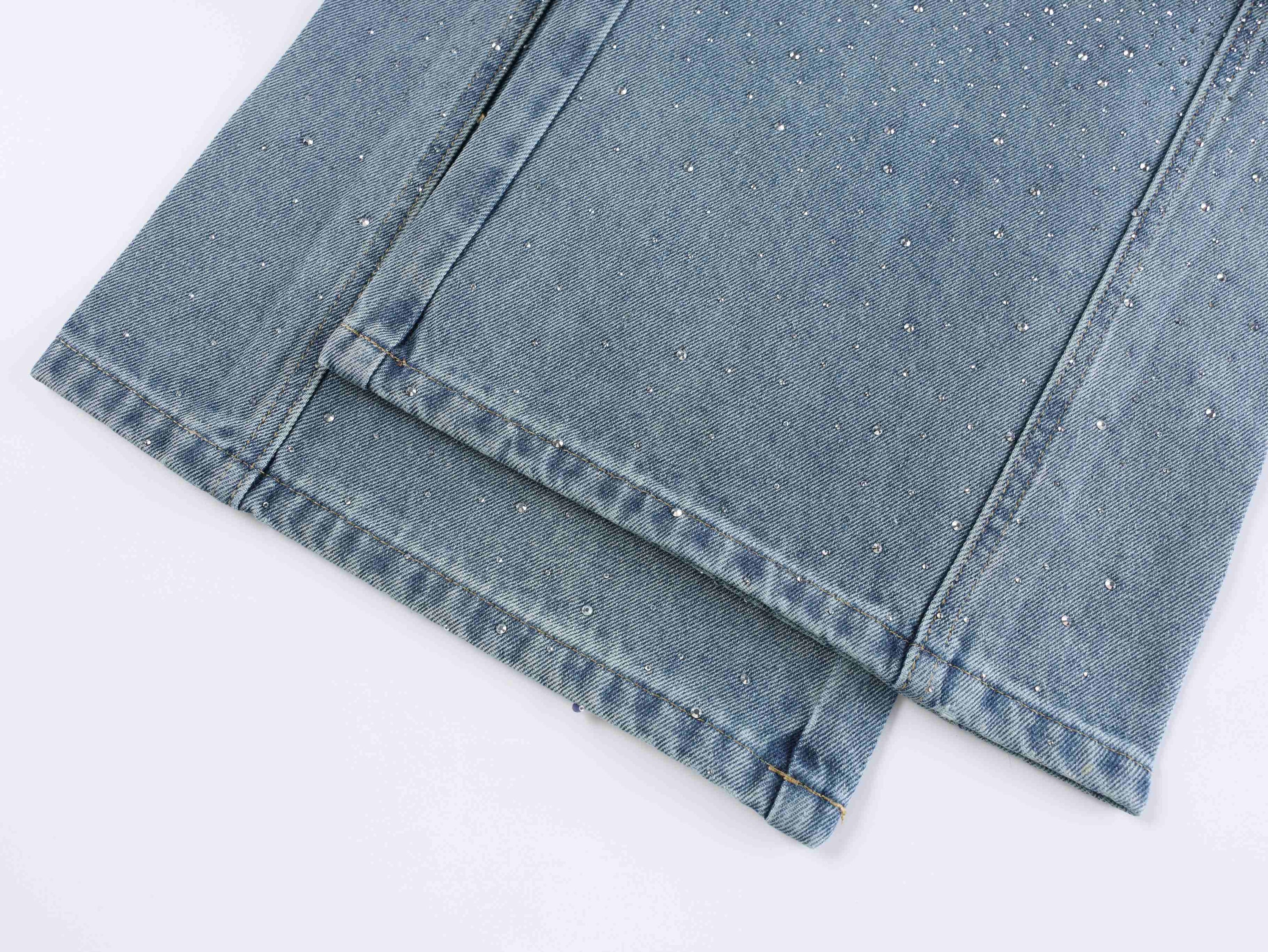Omirad Starlight Dust Wide-Leg Baggy Jeans | Rhinestone Denim