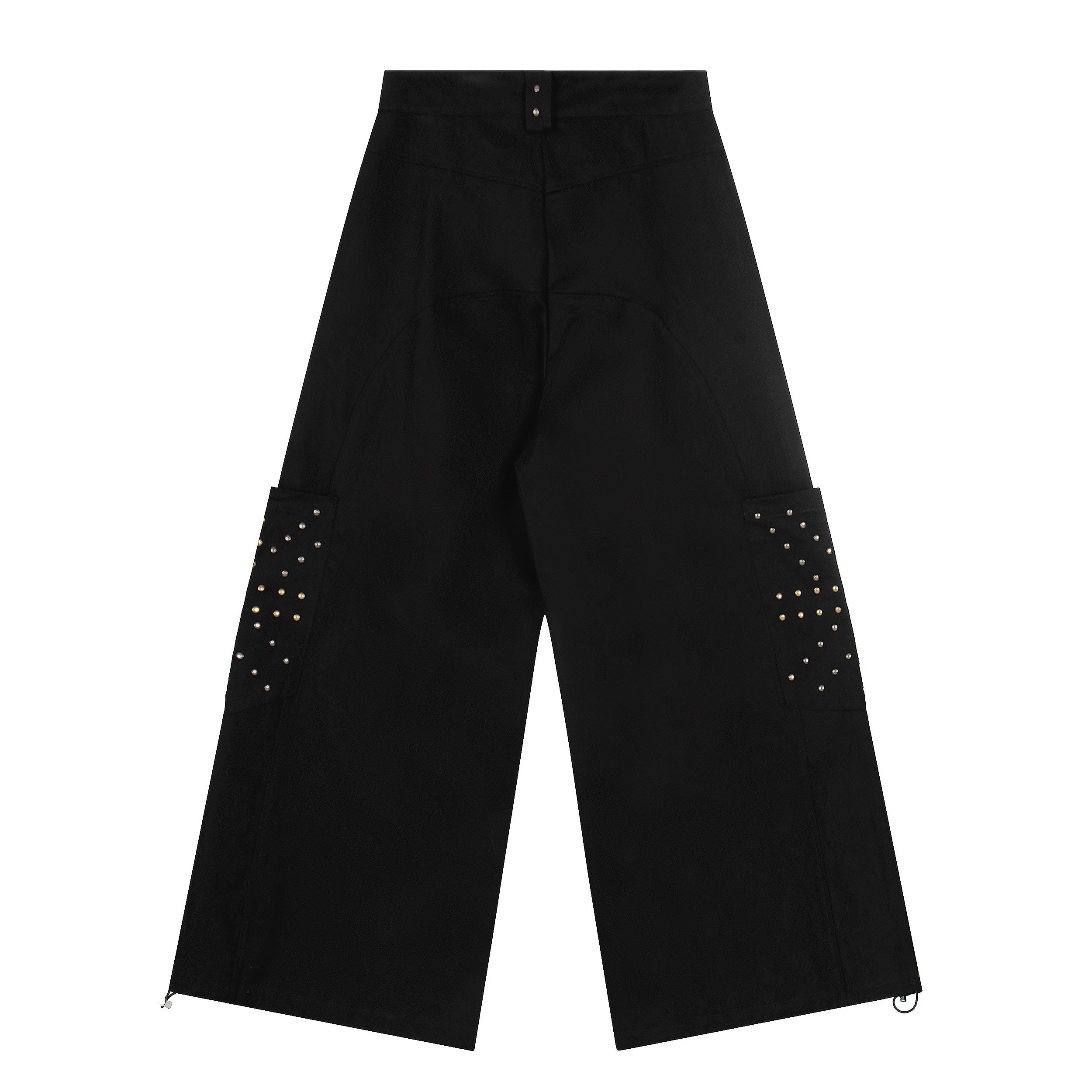 Omirad Studded Cargo Wide-Leg Pants | Street-Luxe Black