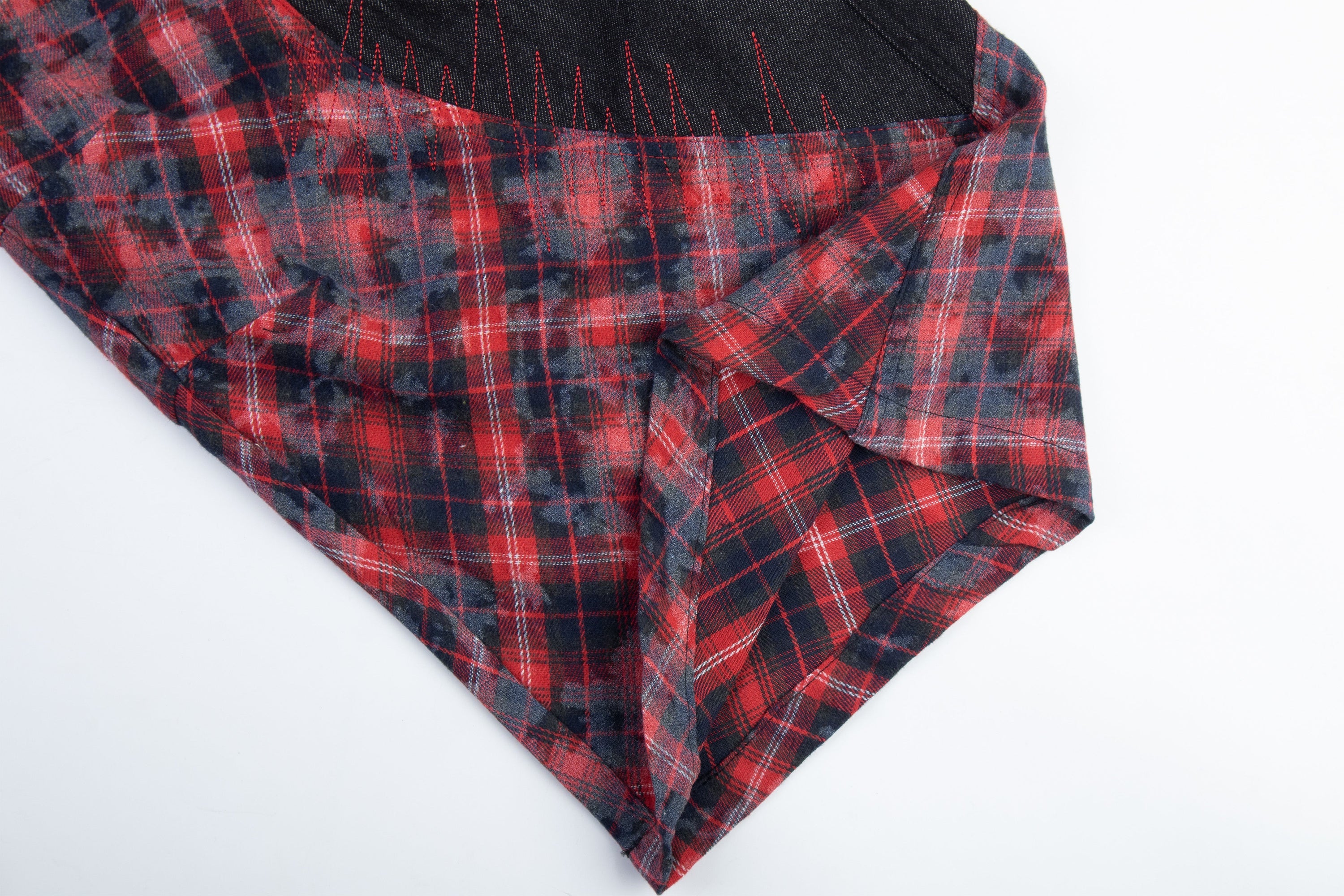 Punk Layered Plaid Panel Wide-Leg Cargo Pants | SEAKOFF