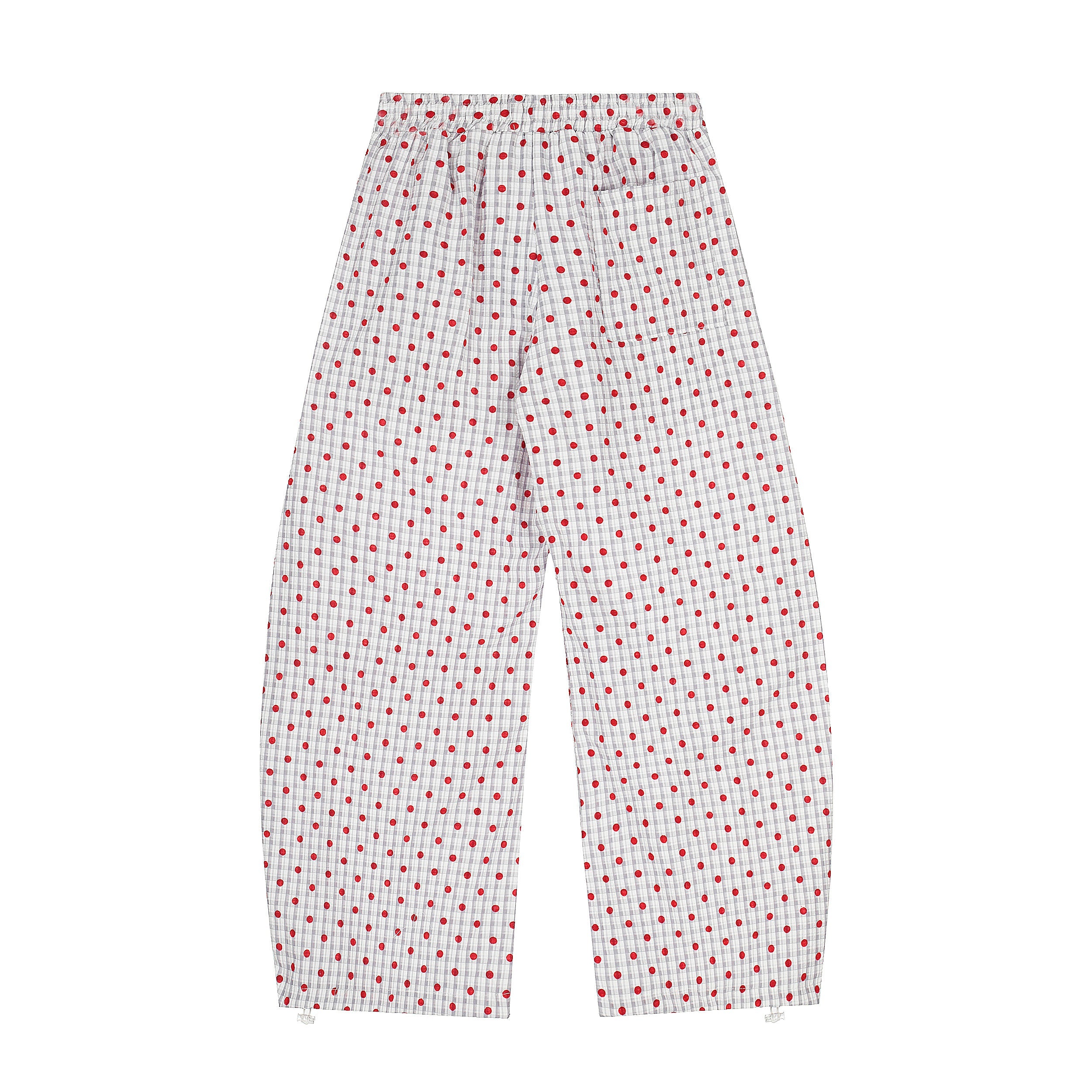 Omirad Polka Dot Wide-Leg Pants | Red Dot Grid Print