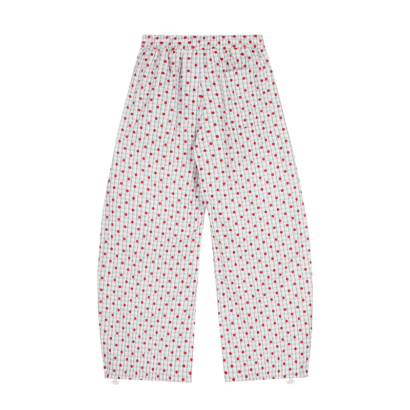 Omirad Polka Dot Wide-Leg Pants | Red Dot Grid Print