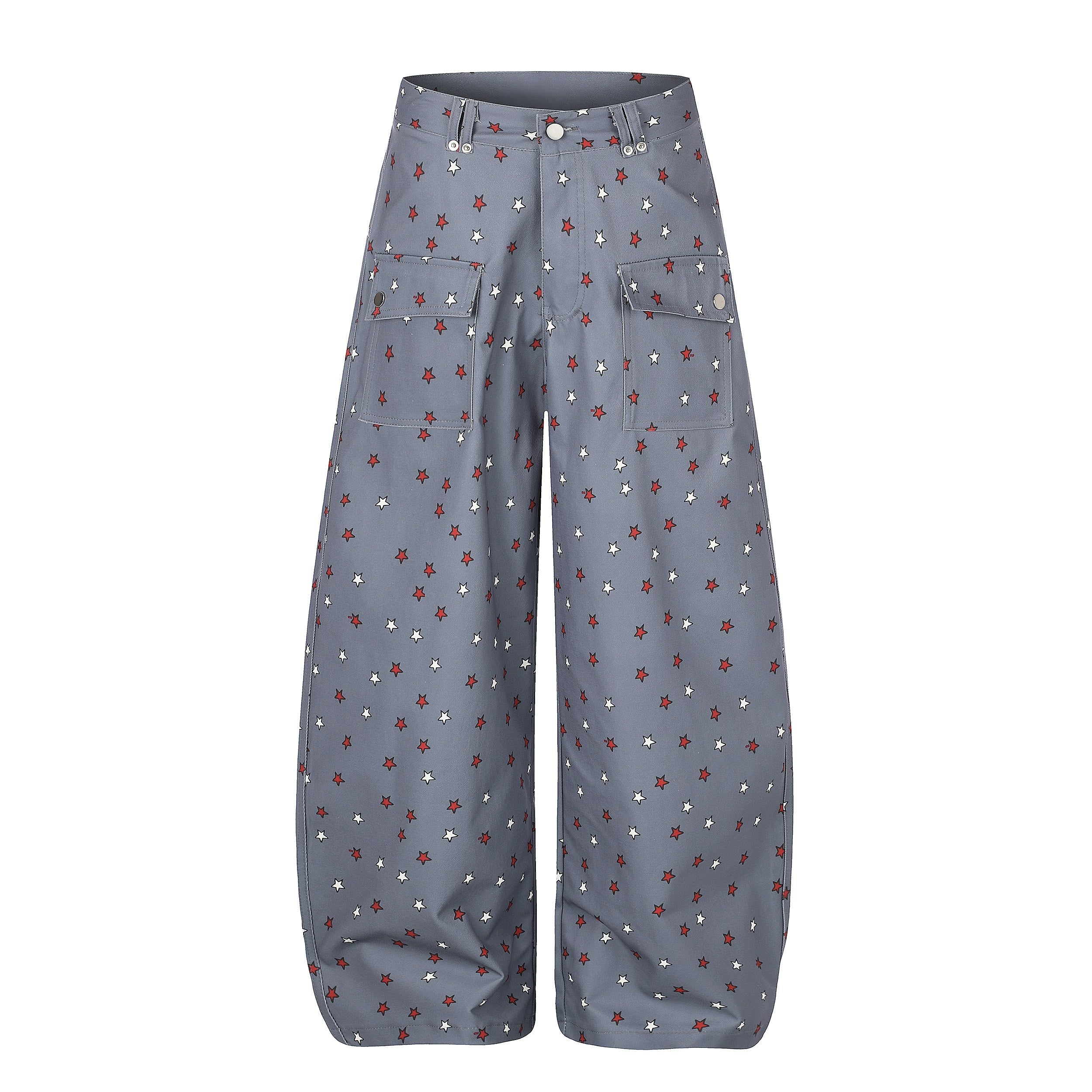 Star Print Wide-Leg Balloon Jeans | Y2K Streetwear Pants