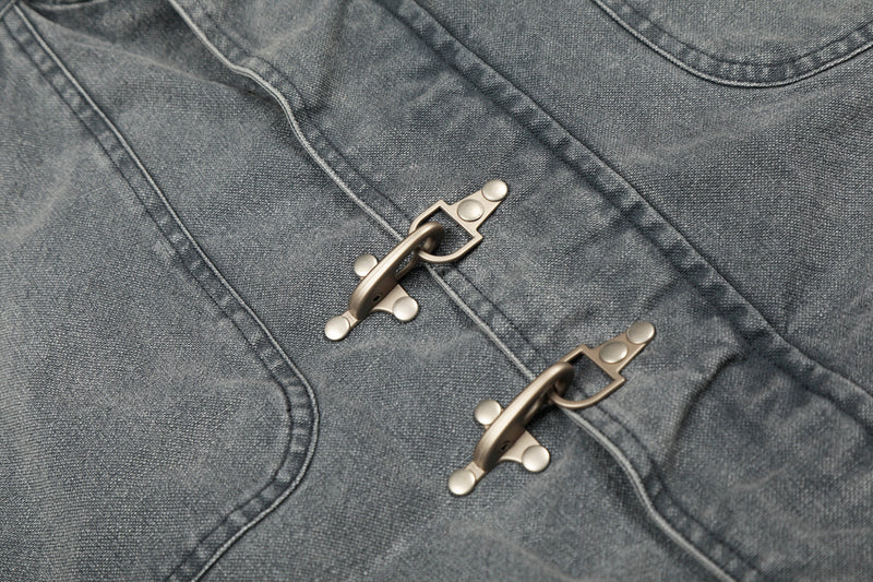 Omirad Washed Utility Bomber Jacket | Grey Denim Streetwear