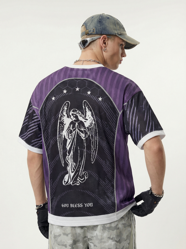 West Coast Angel Mesh Jersey | Gothic Streetwear Soccer Tee