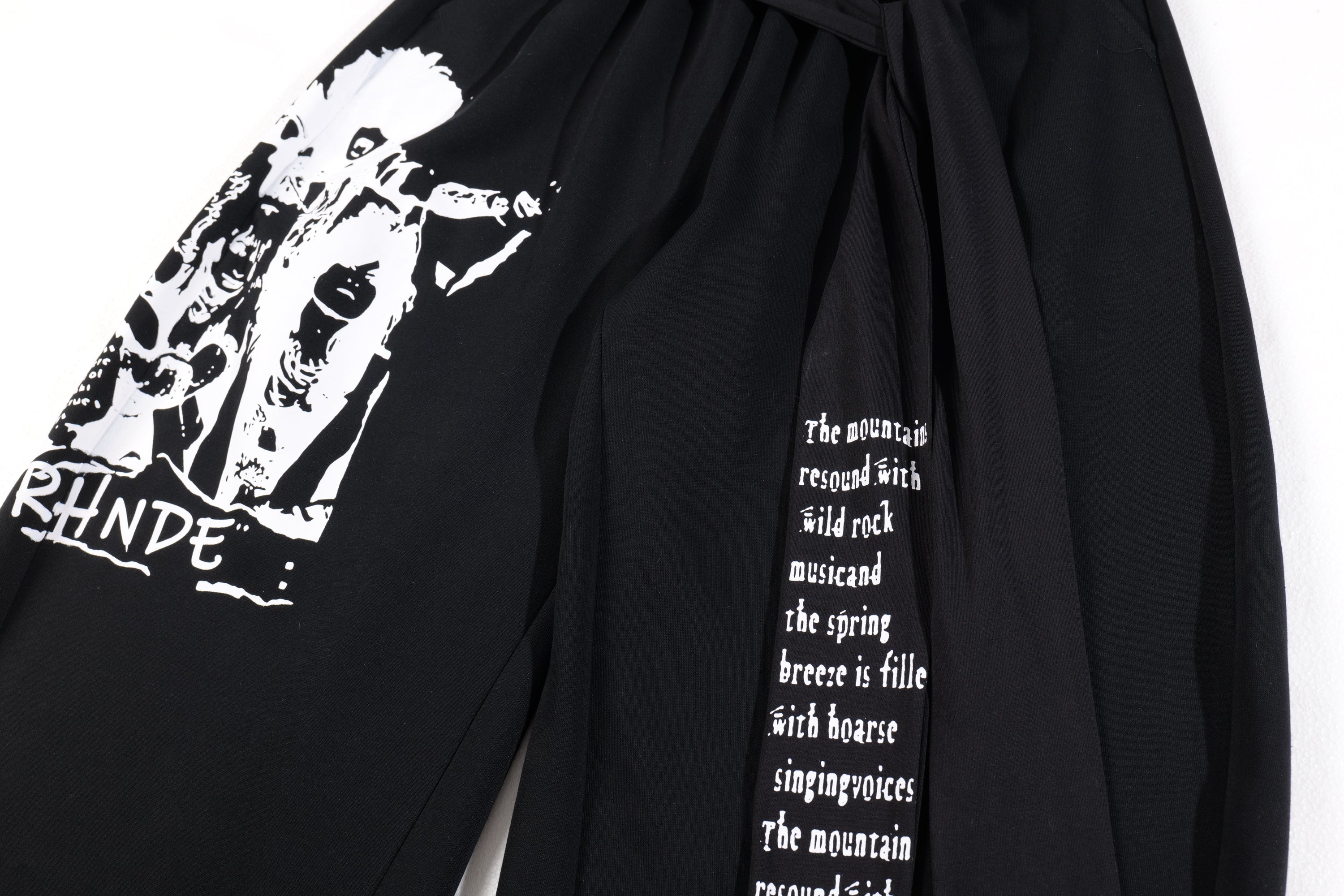 Rock Graphic Wide-Leg Wrap Pants | Streetwear Drape