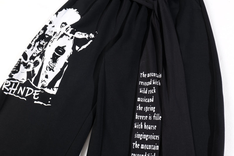 Rock Graphic Wide-Leg Wrap Pants | Streetwear Drape