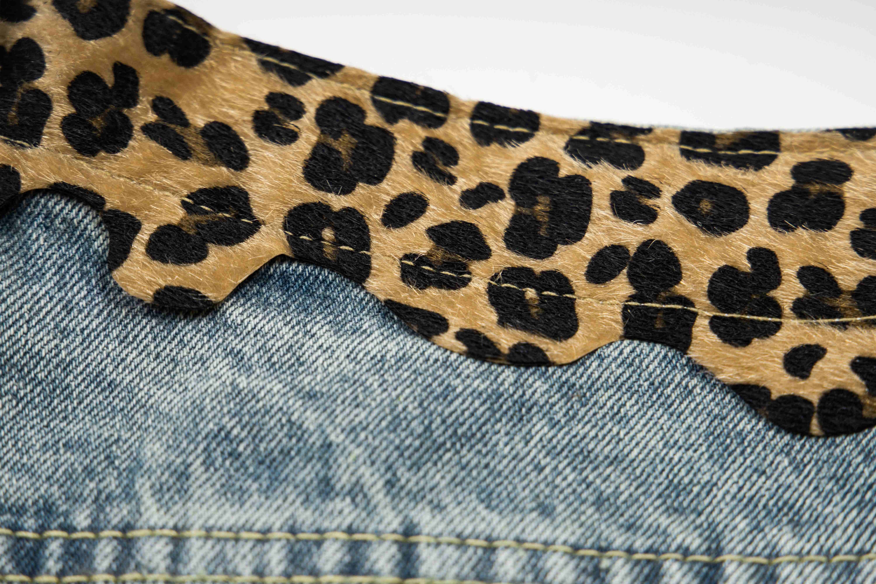 Leopard Patch Distressed Denim Shorts | Y2K Streetwear