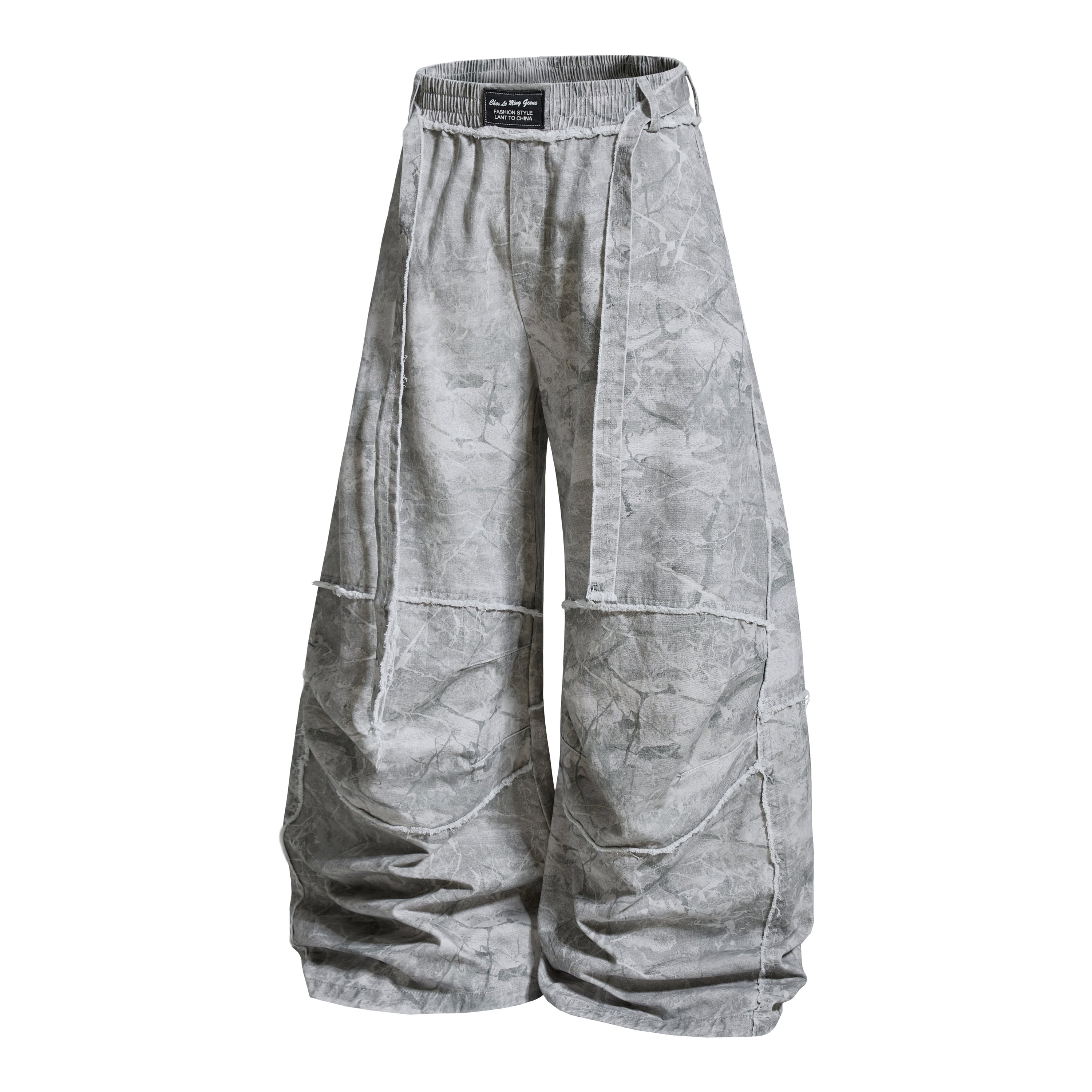 Washed Marble Wide-Leg Baggy Pants | Streetwear Denim