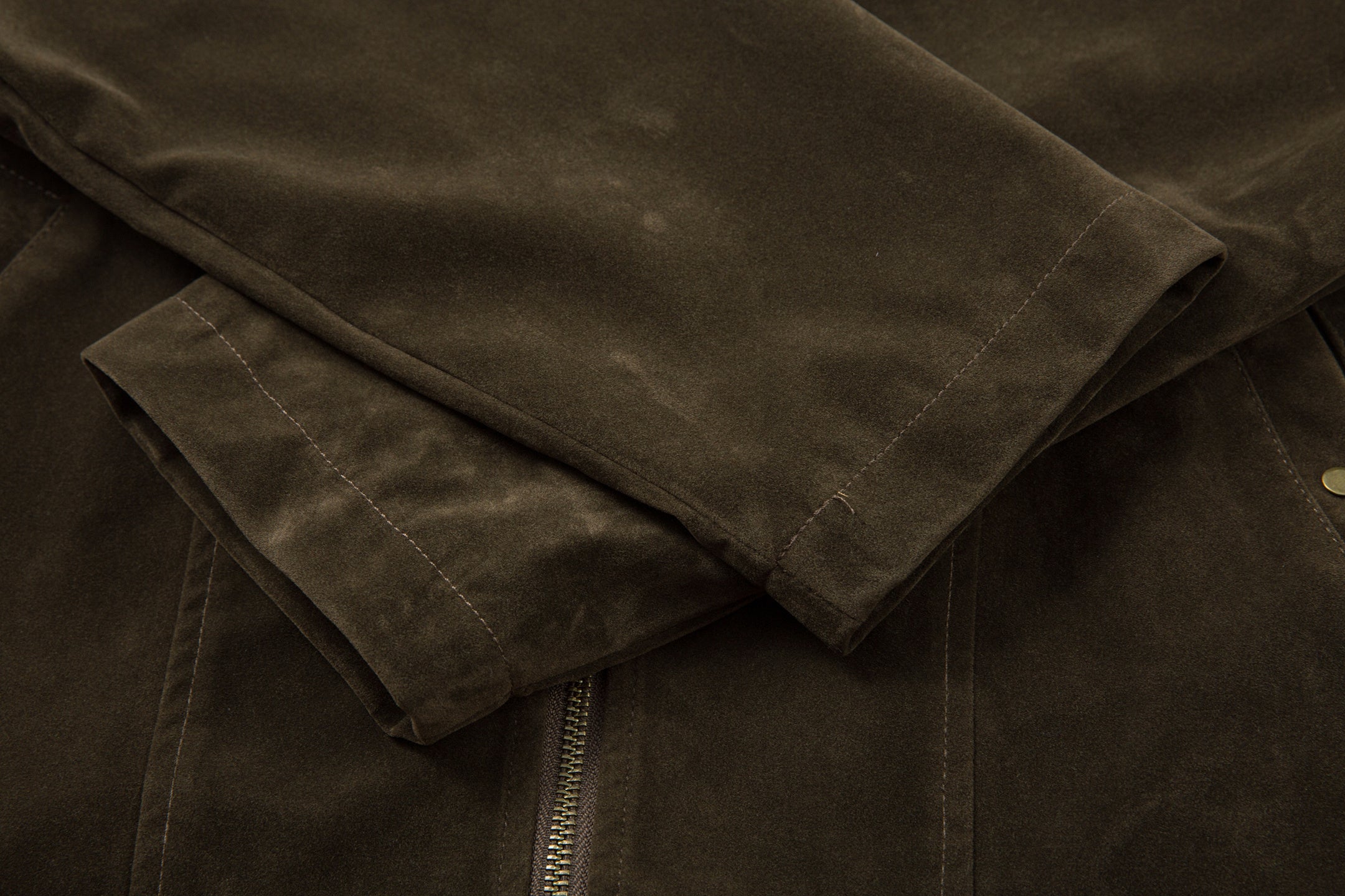 Suede-Texture Arc Panel Zip Jacket | Streetwear Outerwear