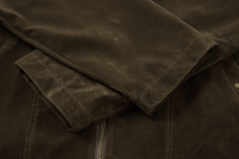 Suede-Texture Arc Panel Zip Jacket | Streetwear Outerwear