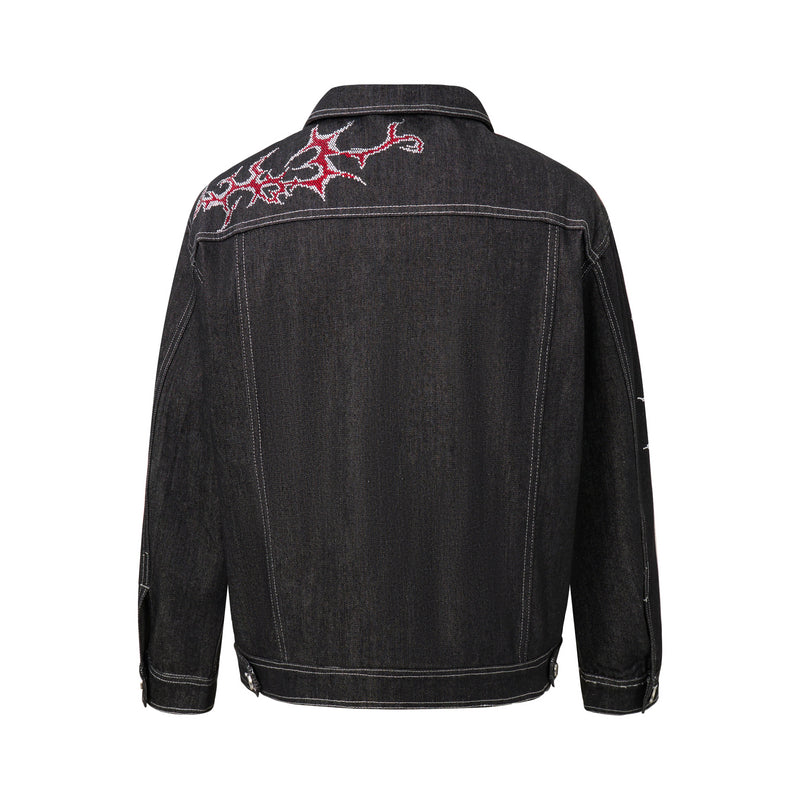 Omirad Graphic Denim Jacket – Tribal Embroidered Streetwear