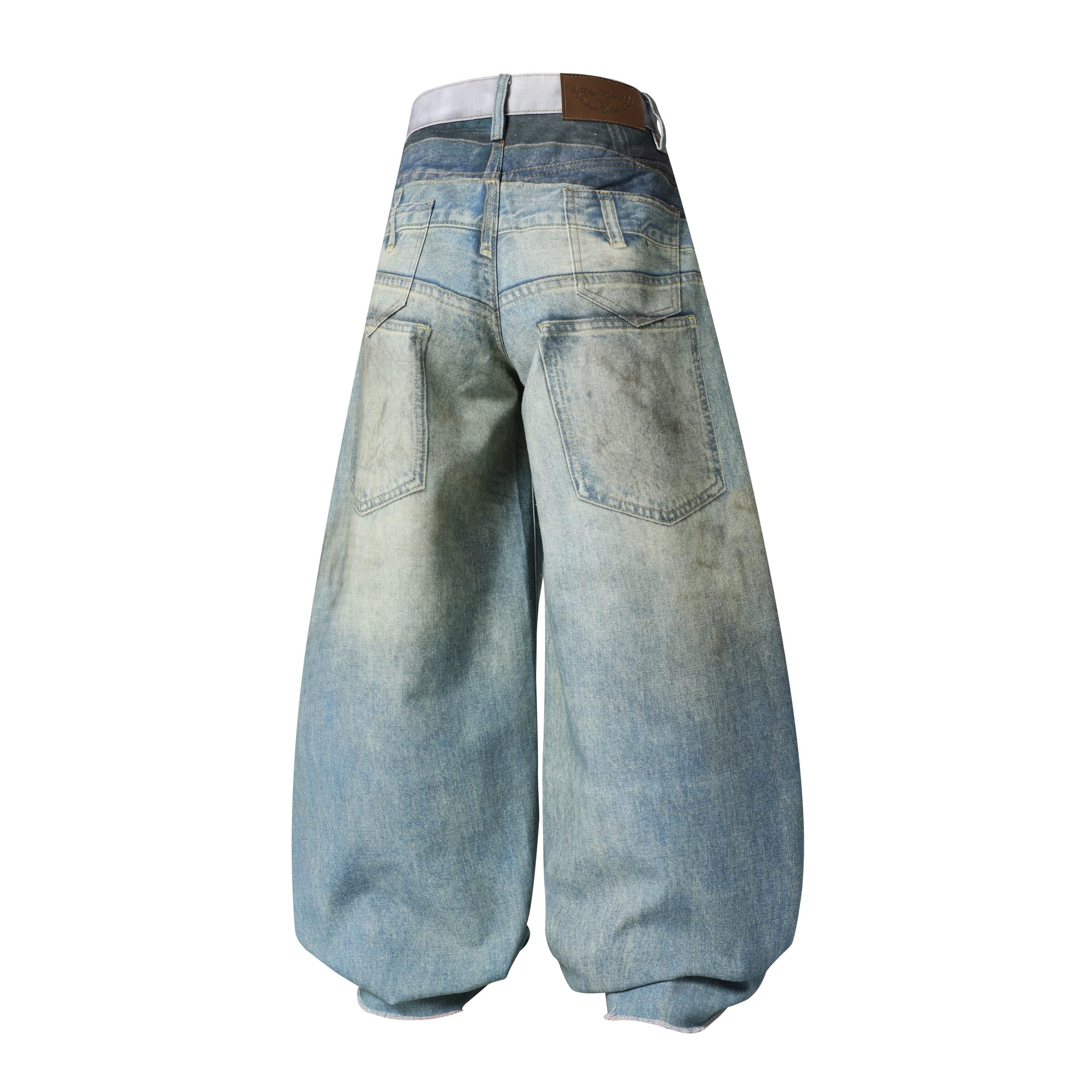 Omirad Layered Fade Distressed Balloon Jeans | Wide Leg Denim