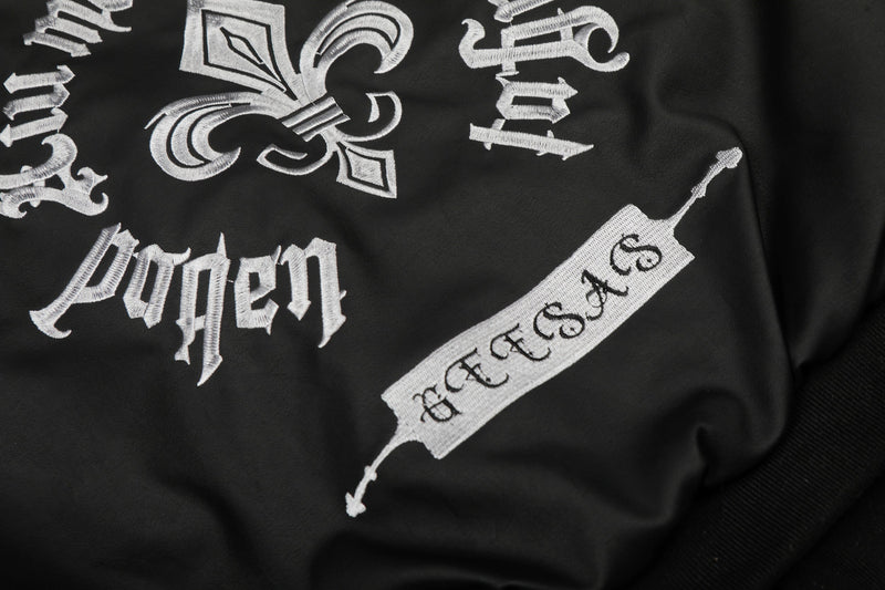 Faux Fur Collar Gothic Embroidered Bomber Jacket | Streetwear