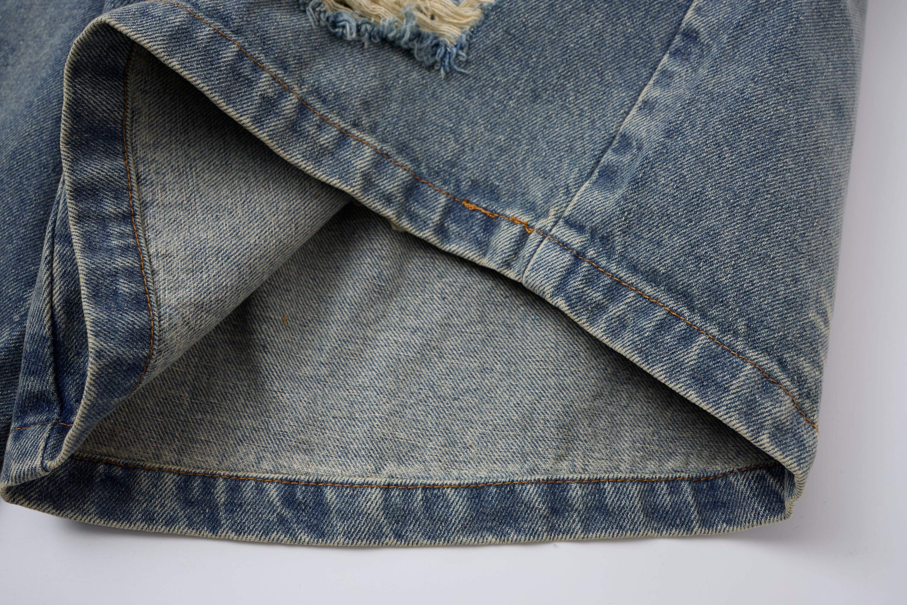 Distressed Layered Waistband Denim Shorts | Streetwear