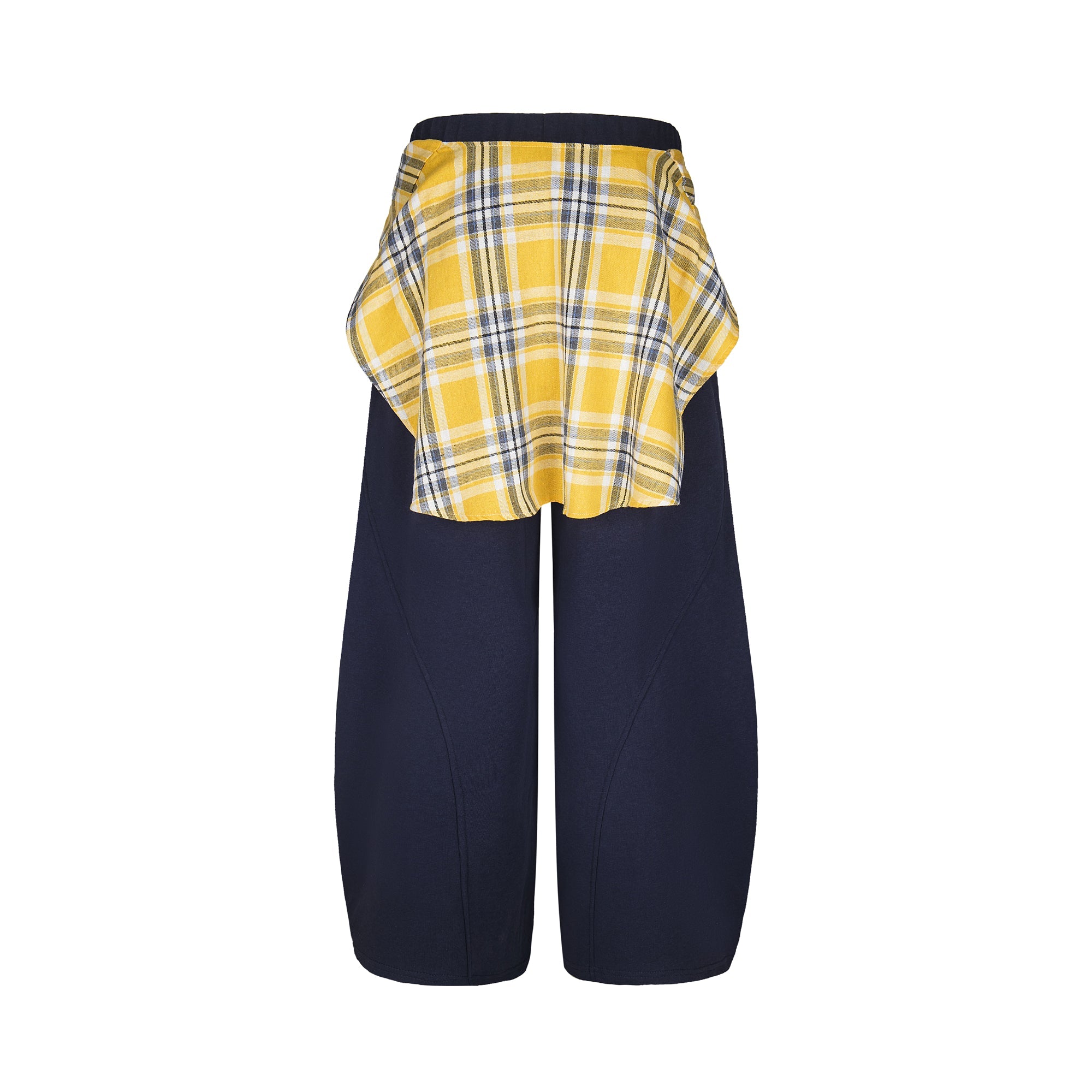 Plaid-Tied Wide-Leg Sweatpants with Chenille Patch | Makenochoice