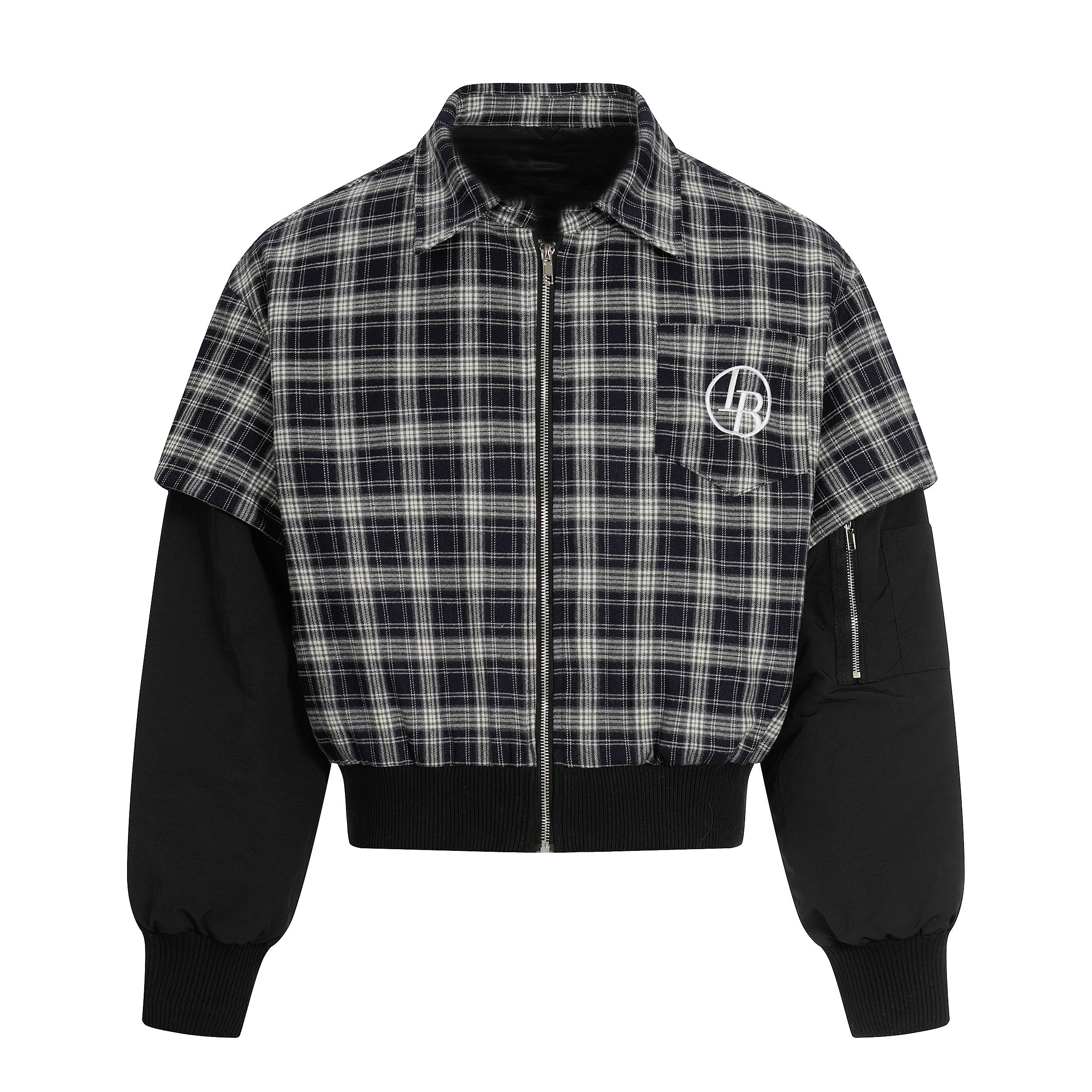 Omirad Plaid Hybrid Bomber Jacket | Contrast Sleeve Streetwear