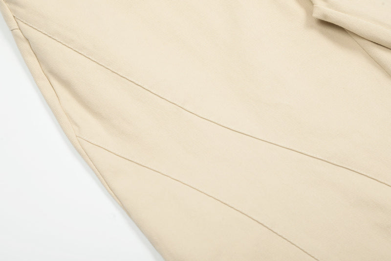 Omirad Curve-Stitch Wide-Leg Canvas Pants | 100% Cotton