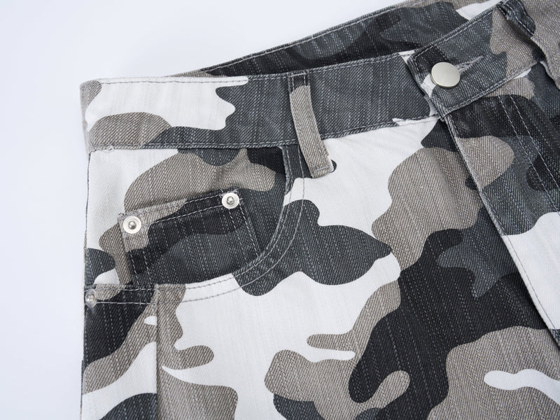 Omirad Camo Wide-Leg Patchwork Jeans | Oversized Balloon Fit