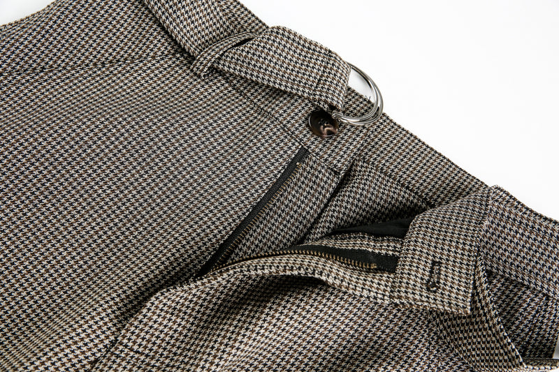 Omirad Micro-Check Belted Wide-Leg Pants | Cotton Blend