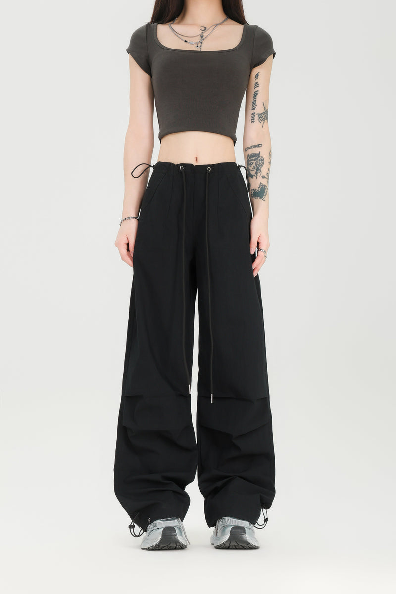 Omirad Tech Drawstring Utility Pants | Wide-Leg Parachute