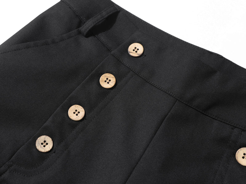 Wide-Leg Button-Front Trousers | Nautical Sailor Style